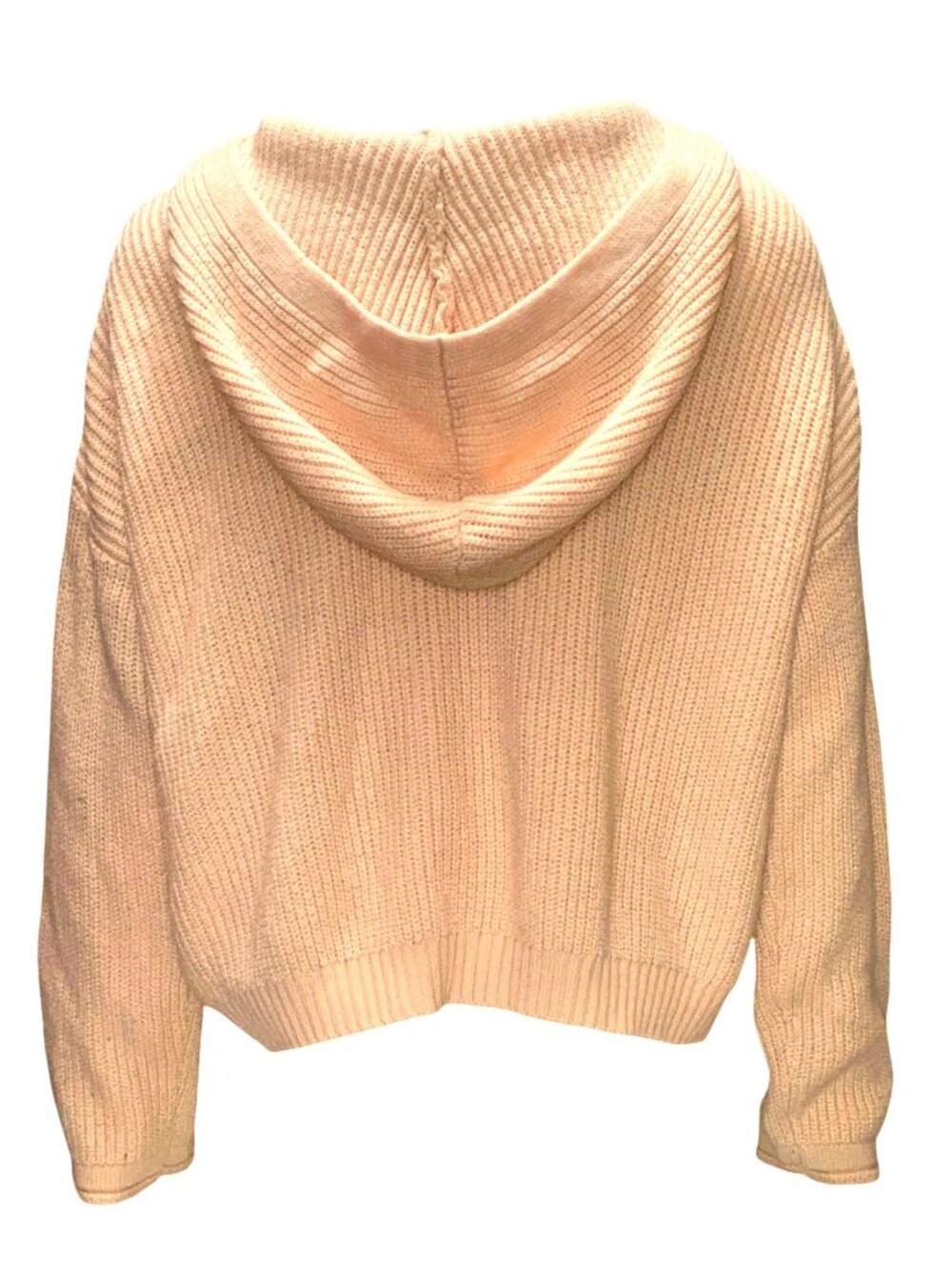 Forever 21 Size Small Light Pink Hoodie Waffle Knit Texture Cozy Lounge Day Vibe - Picture 3 of 12